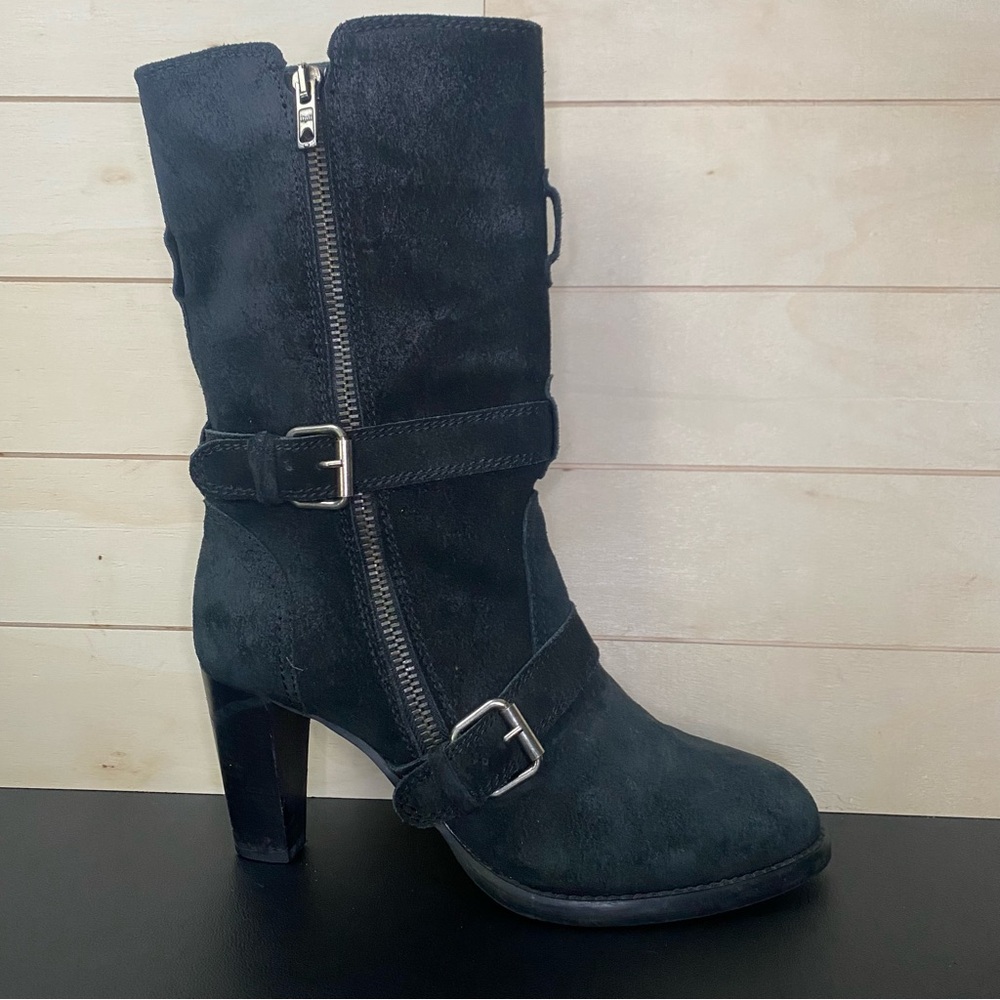 J Crew Miller Boots Black Leather Women's Size 5.5 Shoes Zip Booties Italy
